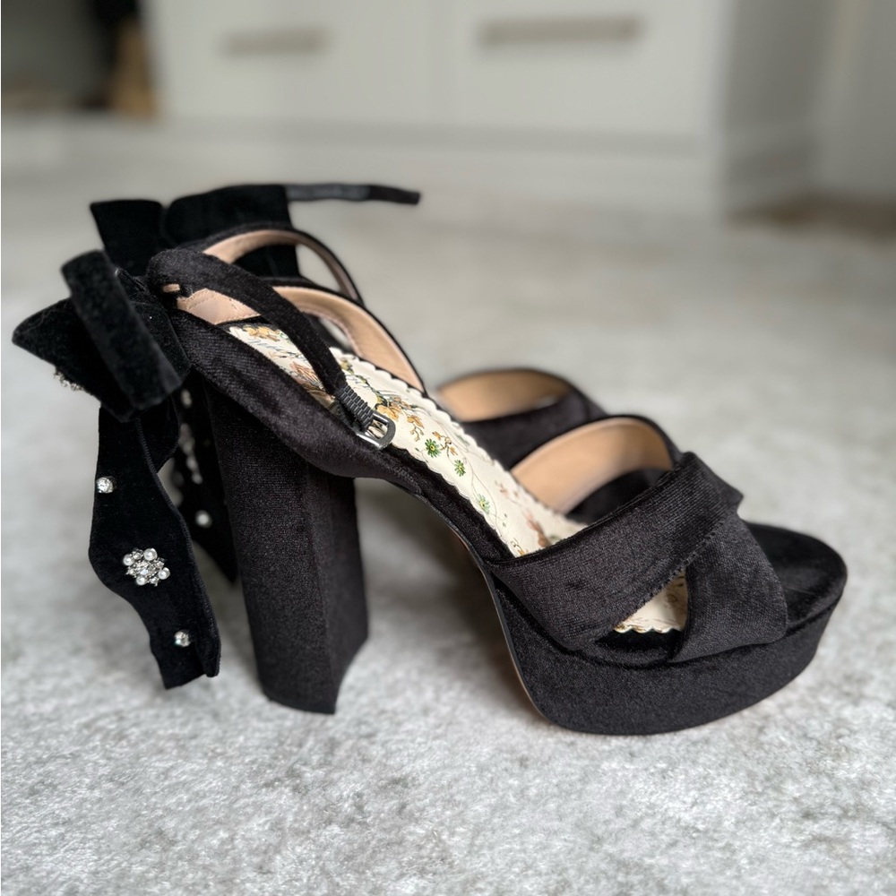 Velvet bow platform heels - Picture 2 of 7